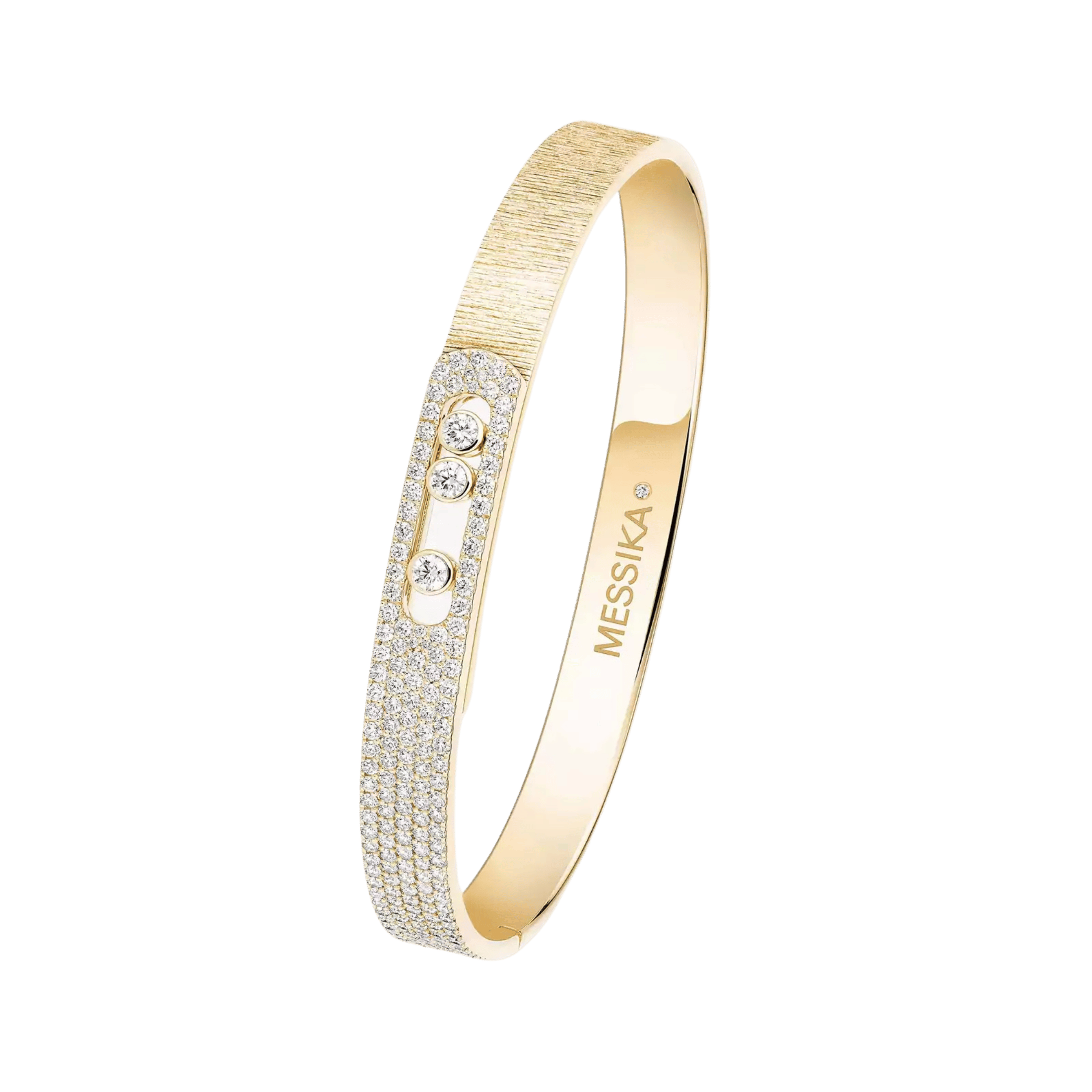 Bangle Messika Move Noa Ciselé semi-pavé en or jaune et diamants 