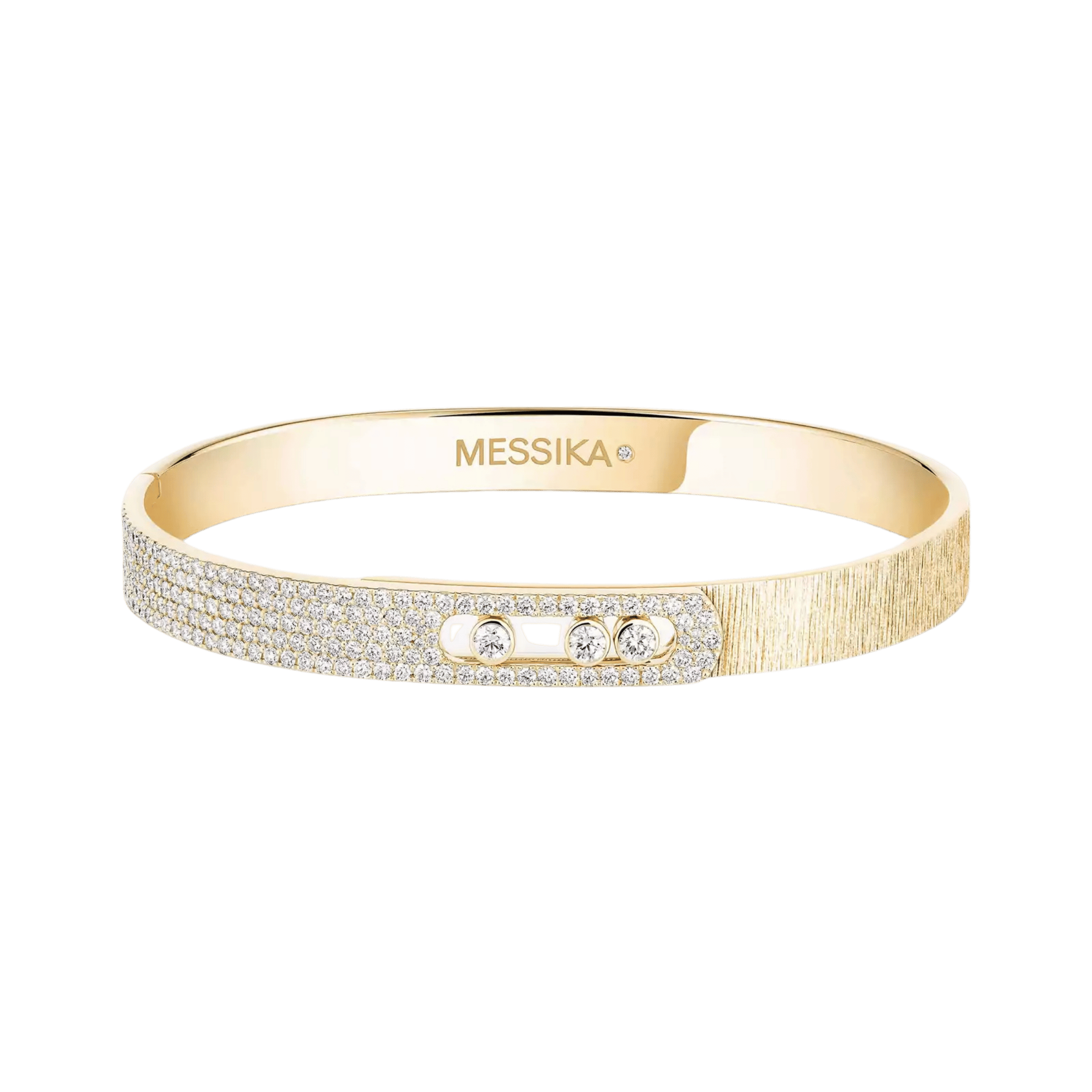 Bangle Messika Move Noa Ciselé semi-pavé en or jaune et diamants 