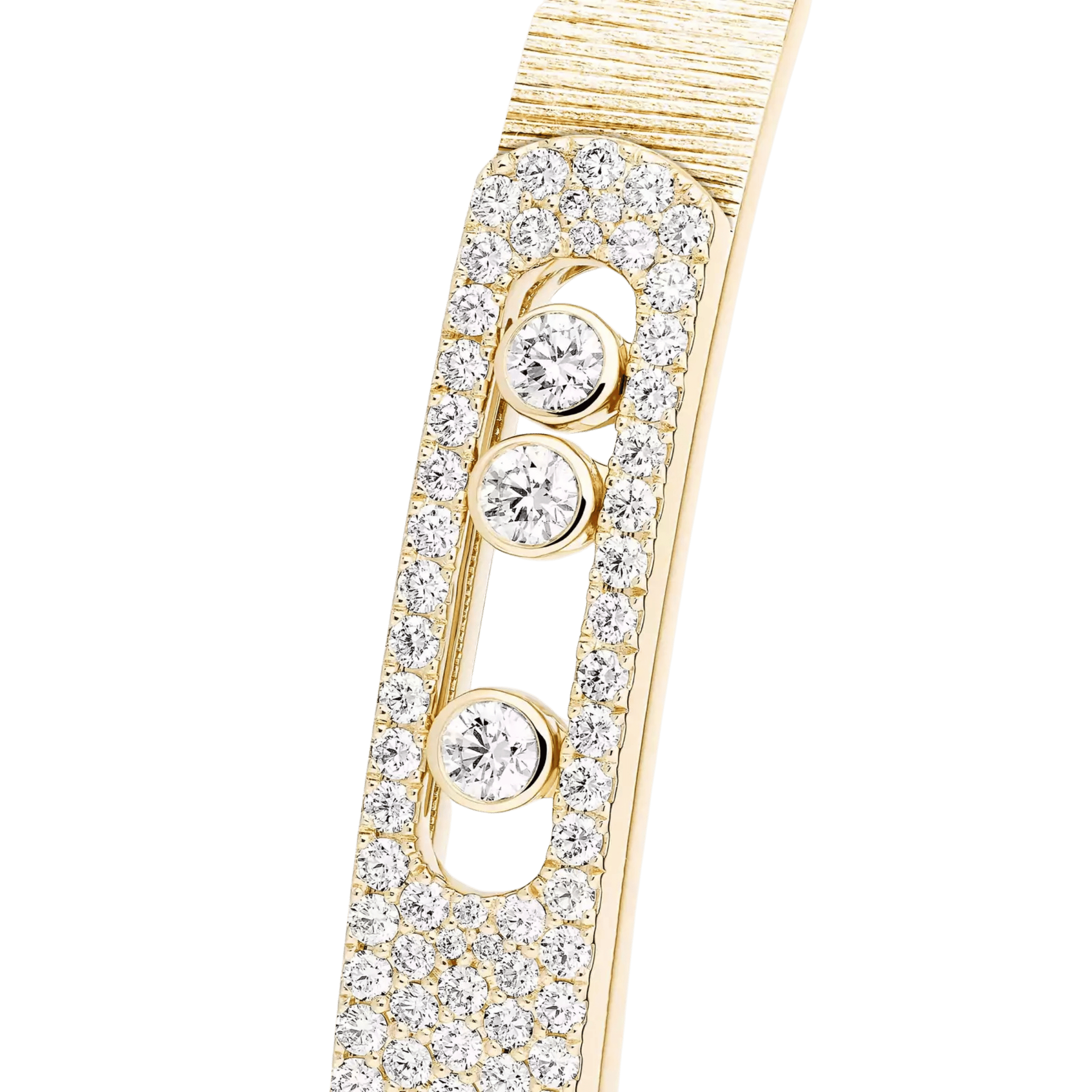 Bangle Messika Move Noa Ciselé semi-pavé en or jaune et diamants 