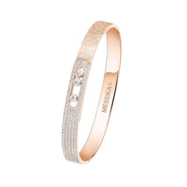 Bangle Messika Move Noa Ciselé semi-pavé en or rose et diamants 