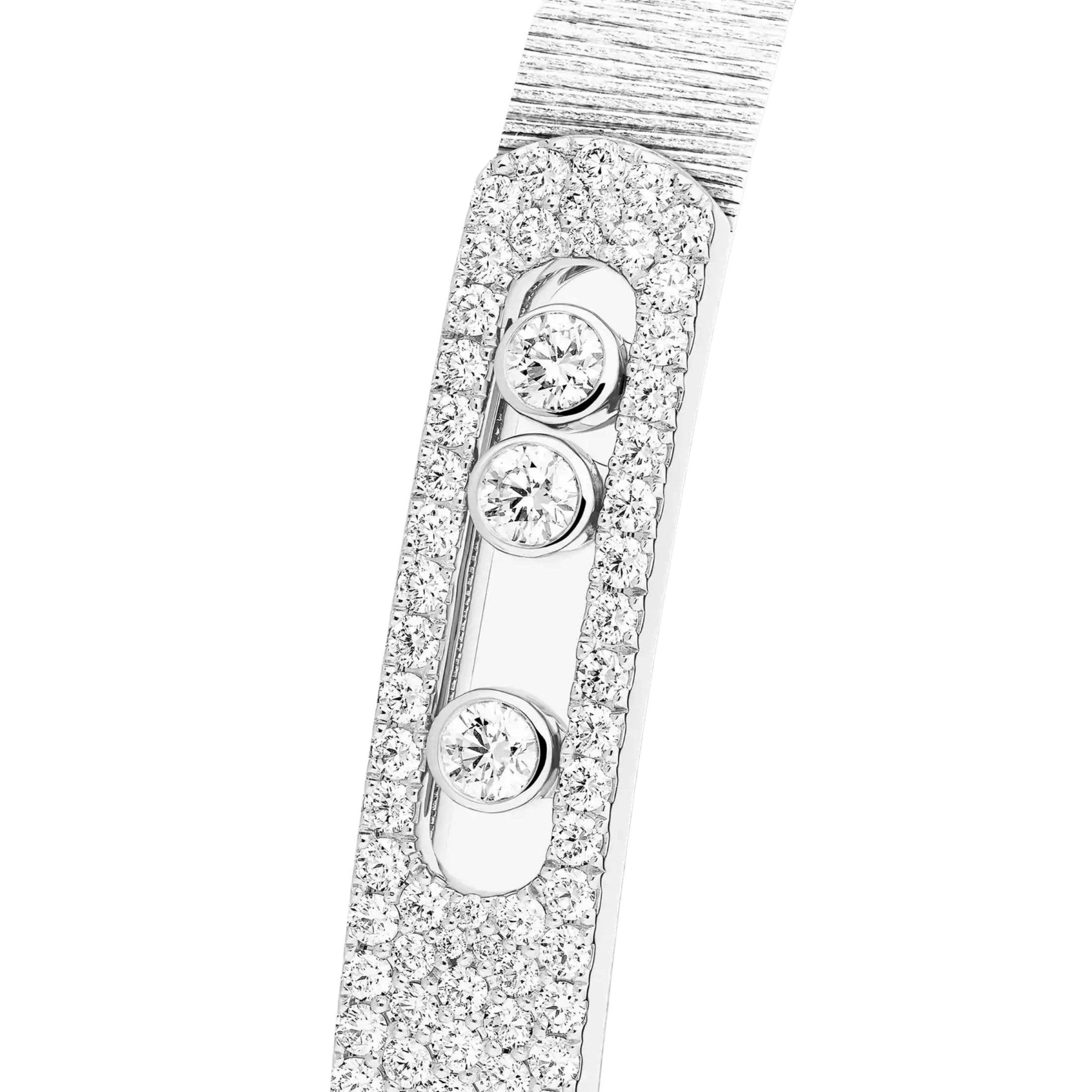 Bangle Messika Move Noa Ciselé semi-pavé en or blanc et diamants