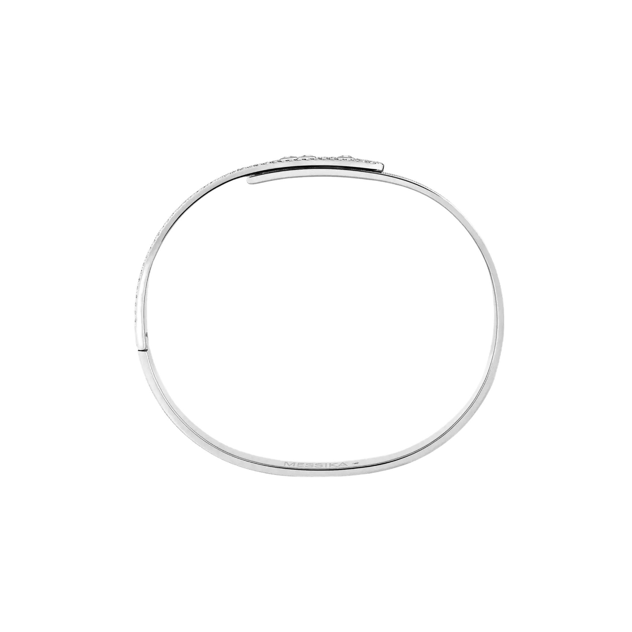 Bangle Messika Move Noa Ciselé semi-pavé en or blanc et diamants