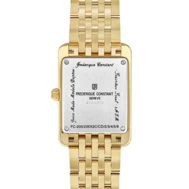 Montre Frédérique Constant Classics Carrée Small Seconds PVD Or jaune quartz cadran blanc bracelet acier 36 x 25,20 mm