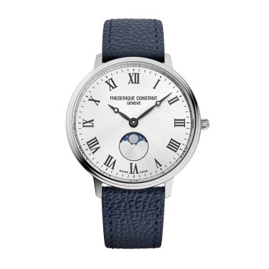 copy ofFrédérique Constant Classics Moneta Moonphase quartz silver dial leather strap 37 mm