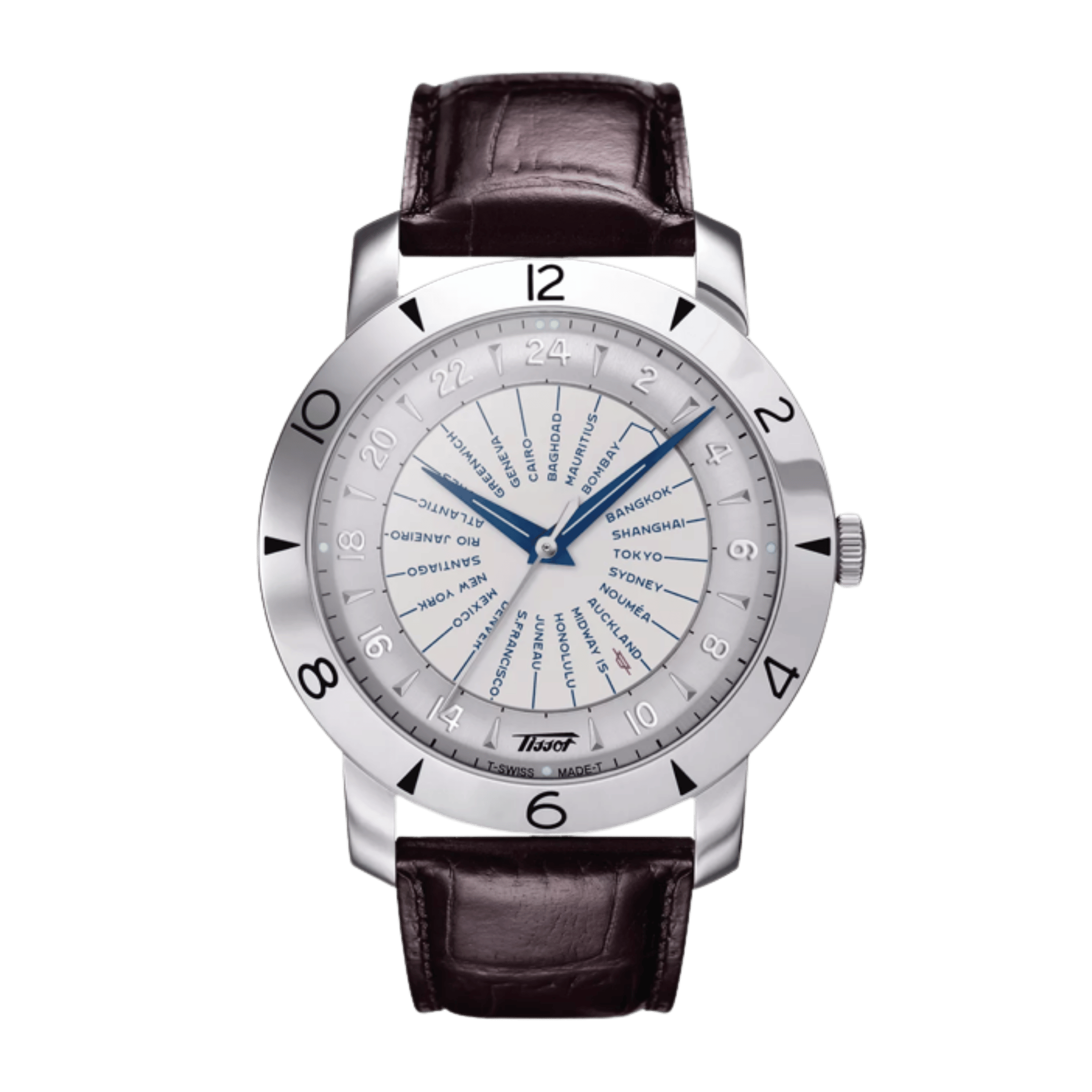 Montre Tissot Heritage Navigator 160th Anniversary COSC auto cadran argent bracelet cuir marron 43 mm