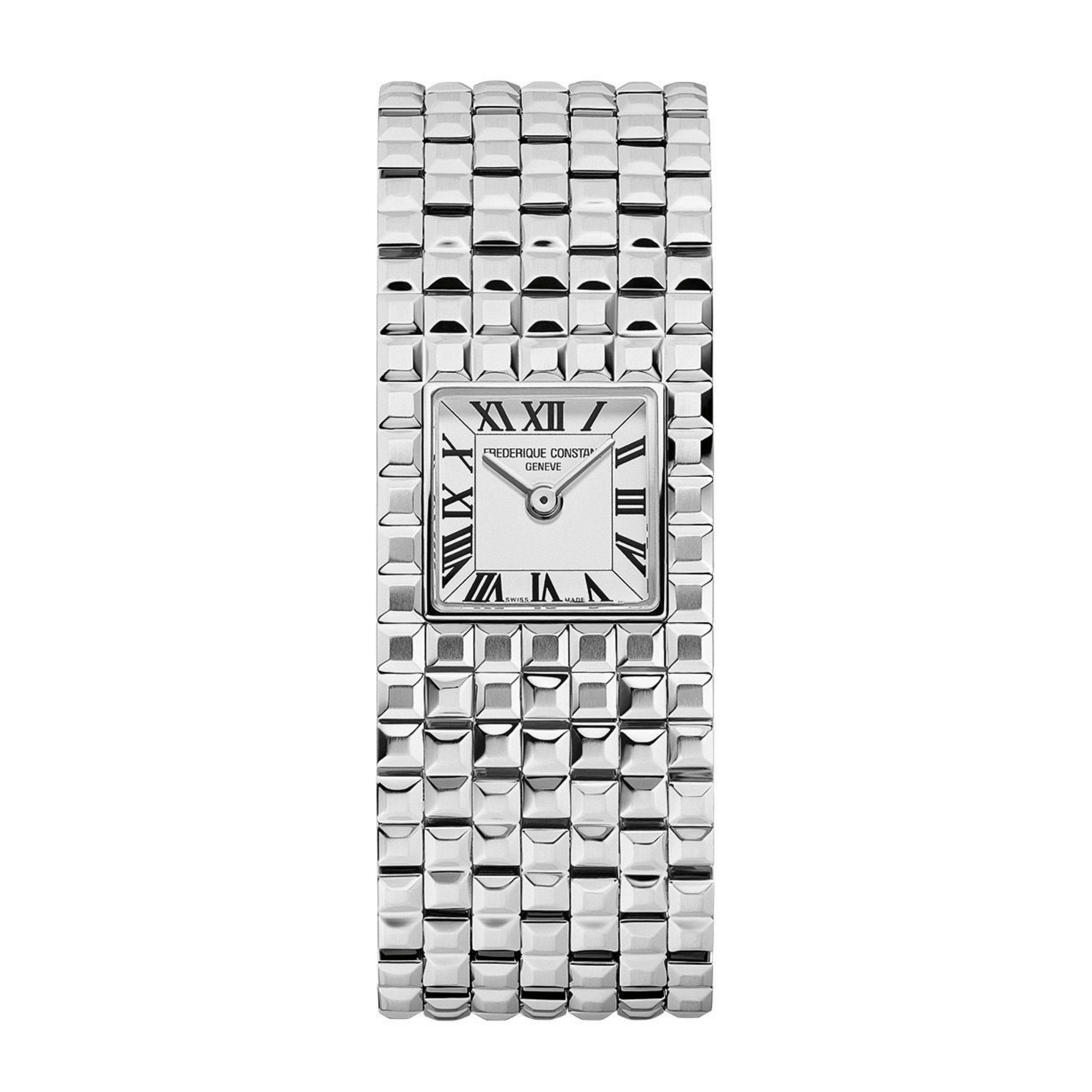 Frédérique Constant Classics Manchette quartz white dial steel bracelet 25.7 x 20 mm