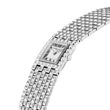 Montre Frédérique Constant Classics Manchette quartz cadran blanc bracelet acier 25.7 x 20 mm