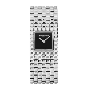 Frédérique Constant Classics Manchette quartz onyx dial steel bracelet 25.7 x 20 mm