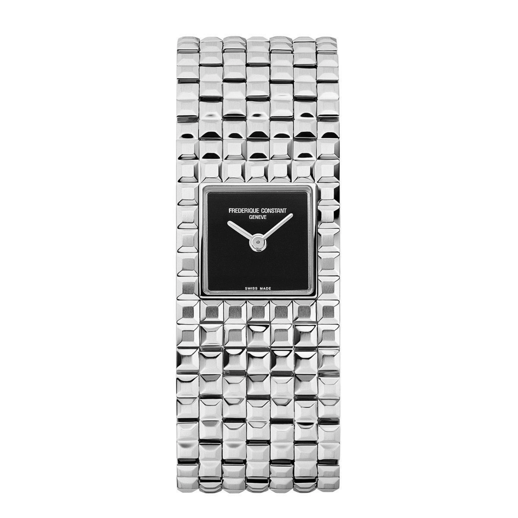 Montre Frédérique Constant Classics Manchette quartz cadran onyx bracelet acier 25.7 x 20 mm