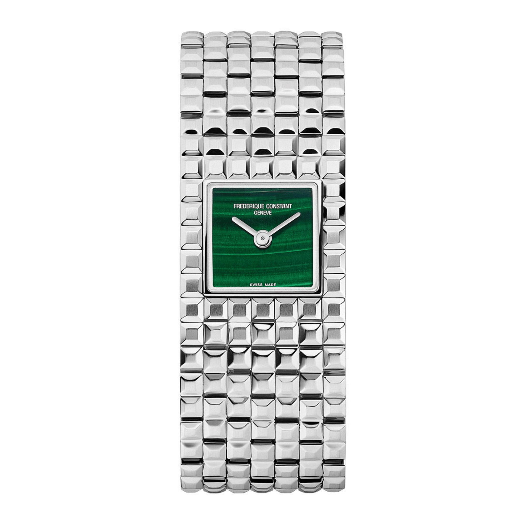 Montre Frédérique Constant Classics Manchette quartz cadran malachite bracelet acier 25.7 x 20 mm