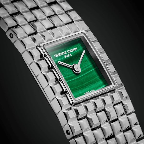 Montre Frédérique Constant Classics Manchette quartz cadran malachite bracelet acier 25.7 x 20 mm