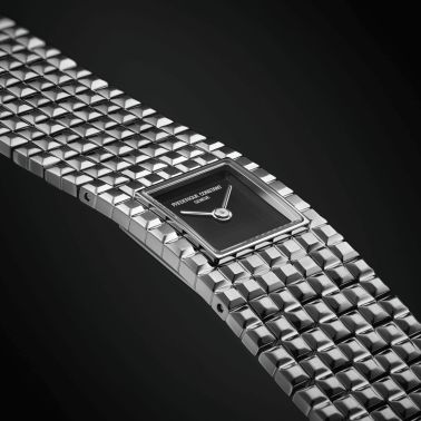 Montre Frédérique Constant Classics Manchette quartz cadran onyx bracelet acier 25.7 x 20 mm