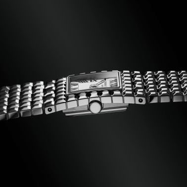 Montre Frédérique Constant Classics Manchette quartz cadran blanc bracelet acier 25.7 x 20 mm