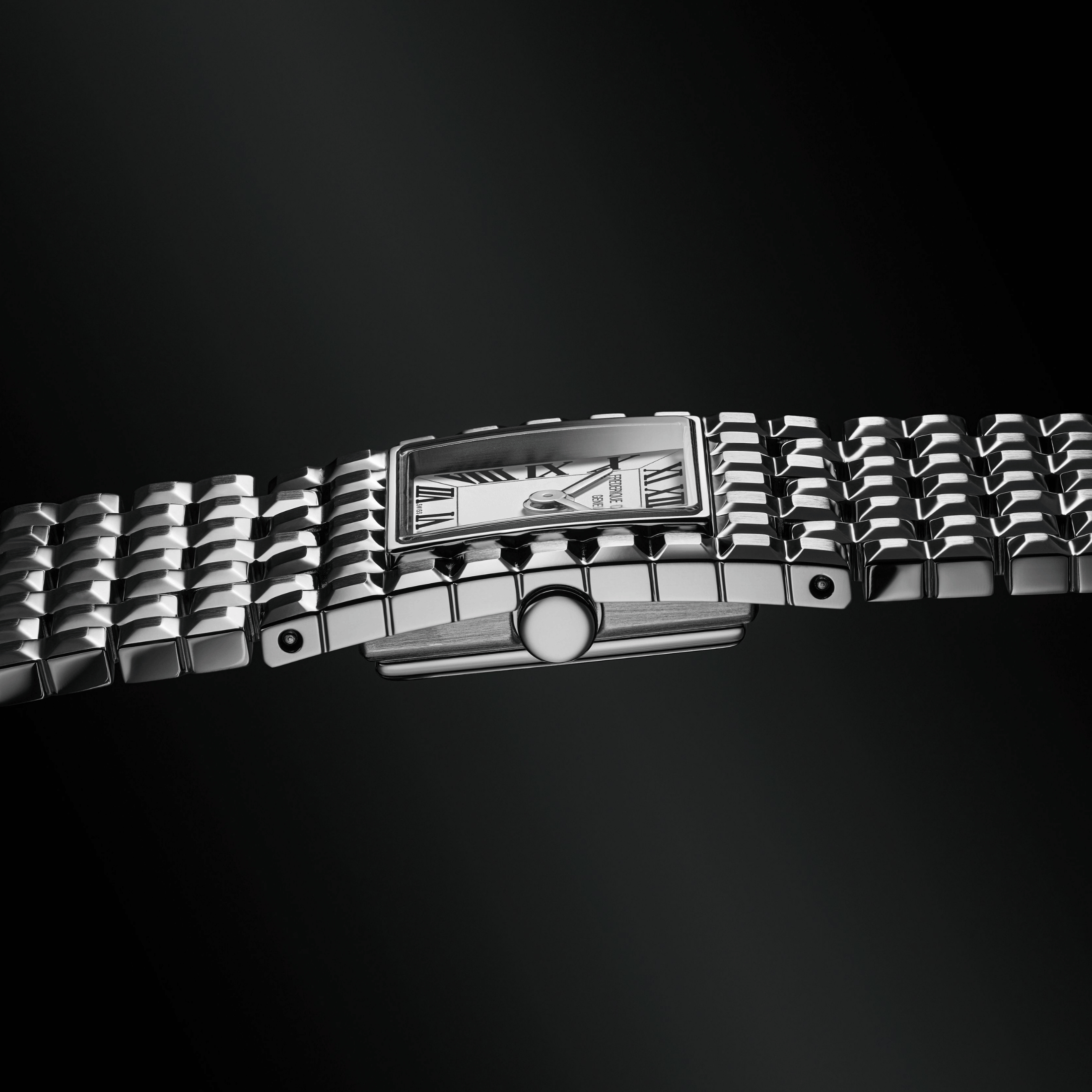 Frédérique Constant Classics Manchette quartz white dial steel bracelet 25.7 x 20 mm