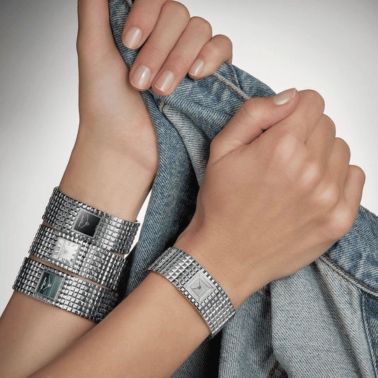 Montre Frédérique Constant Classics Manchette quartz cadran malachite bracelet acier 25.7 x 20 mm