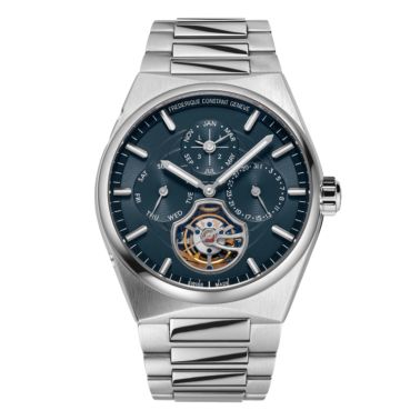 Montre Frédérique Constant Highlife Tourbillon Perpetual Calendar Manufacture automatique cadran bleu bracelet acier 41 mm