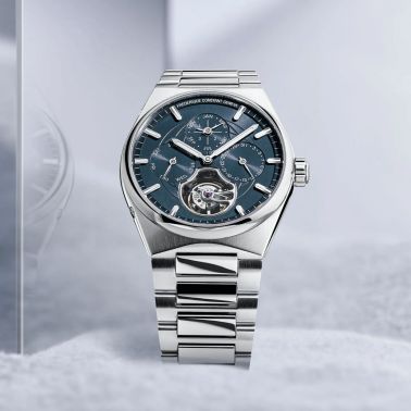 Montre Frédérique Constant Highlife Tourbillon Perpetual Calendar Manufacture automatique cadran bleu bracelet acier 41 mm