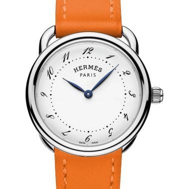 copy ofMontre HERMÈS Arceau Petit Modèle quartz cadran blanc mat bracelet cuir marron 28 mm