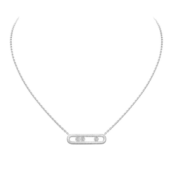 Collier Messika Move Classique Ciselé en or blanc et diamants 