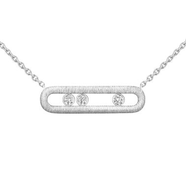 Collier Messika Move Classique Ciselé en or blanc et diamants 