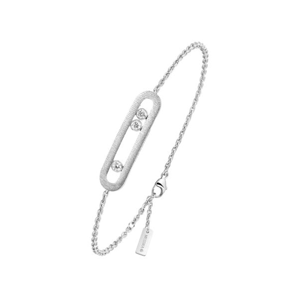 Bracelet Messika Move Classique Ciselé en or blanc et diamants