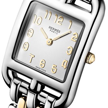 HERMÈS Cape Cod Small Model quartz silver dial gold & steel bracelet 31 mm