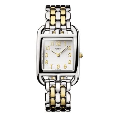 Montre HERMÈS Cape Cod Petit Modèle quartz cadran argenté bracelet acier & or jaune 31 mm