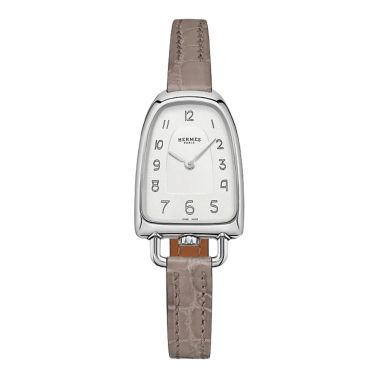 copy ofHERMÈS Galop d'Hermès Moyen Model quartz silver dial brown leather strap 32 mm