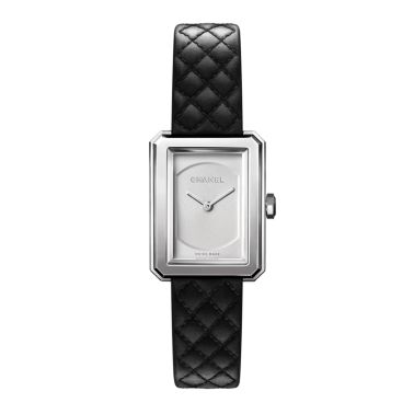 Montre Chanel BOY·FRIEND Petit Modèle quartz cadran opalin bracelet cuir veau noir