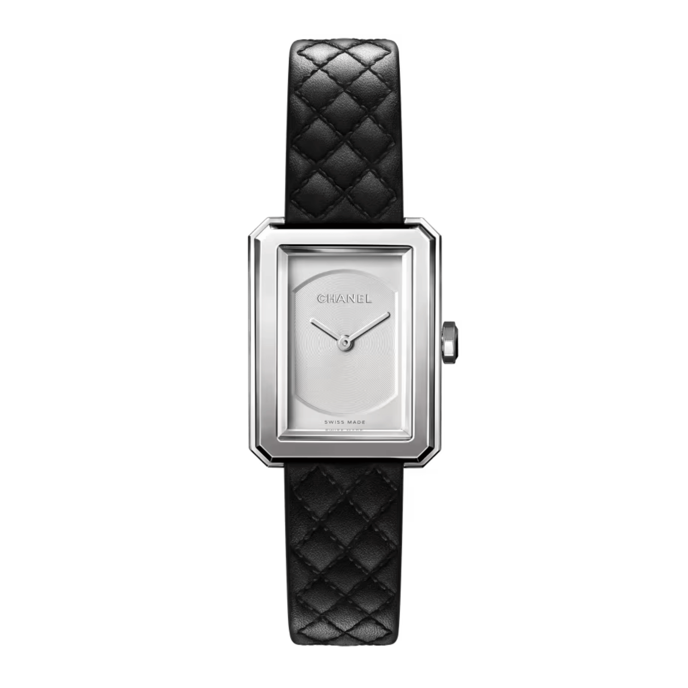 Montre Chanel BOY·FRIEND Petit Modèle quartz cadran opalin bracelet cuir veau noir