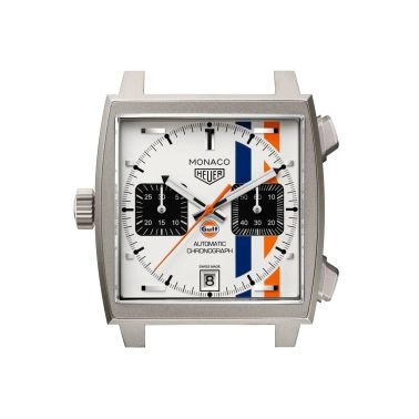TAG Heuer Monaco Chronograph x Gulf "Limited Edition 2025" Calibre 11 Titanium automatic white dial leather strap 39 mm