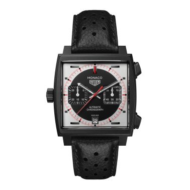 TAG Heuer Monaco Chronograph "Stopwatch" Calibre 11 Titanium automatic black dial leather strap 39 mm