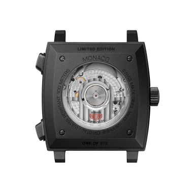 Montre TAG Heuer Monaco Chronograph "Stopwatch" Calibre 11 Titane automatique cadran noir bracelet cuir 39 mm