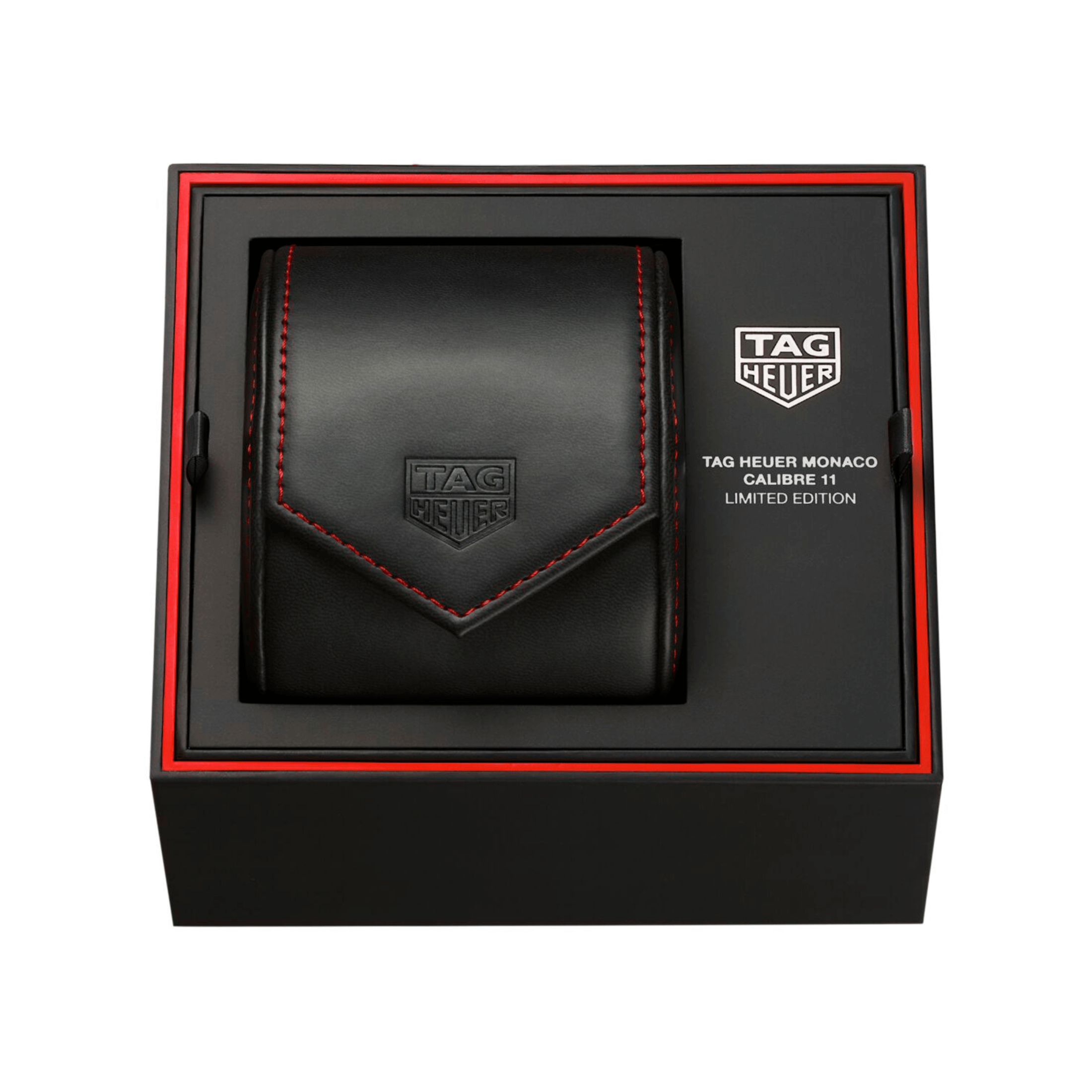 Montre TAG Heuer Monaco Chronograph "Stopwatch" Calibre 11 Titane automatique cadran noir bracelet cuir 39 mm