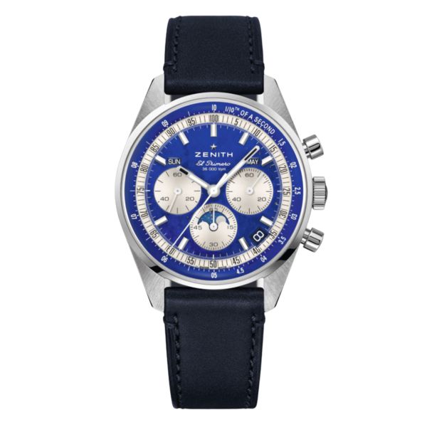 Zenith Chronomaster Original Triple Calendar El Primero Lapis Lazuli dial leather strap 38 mm
