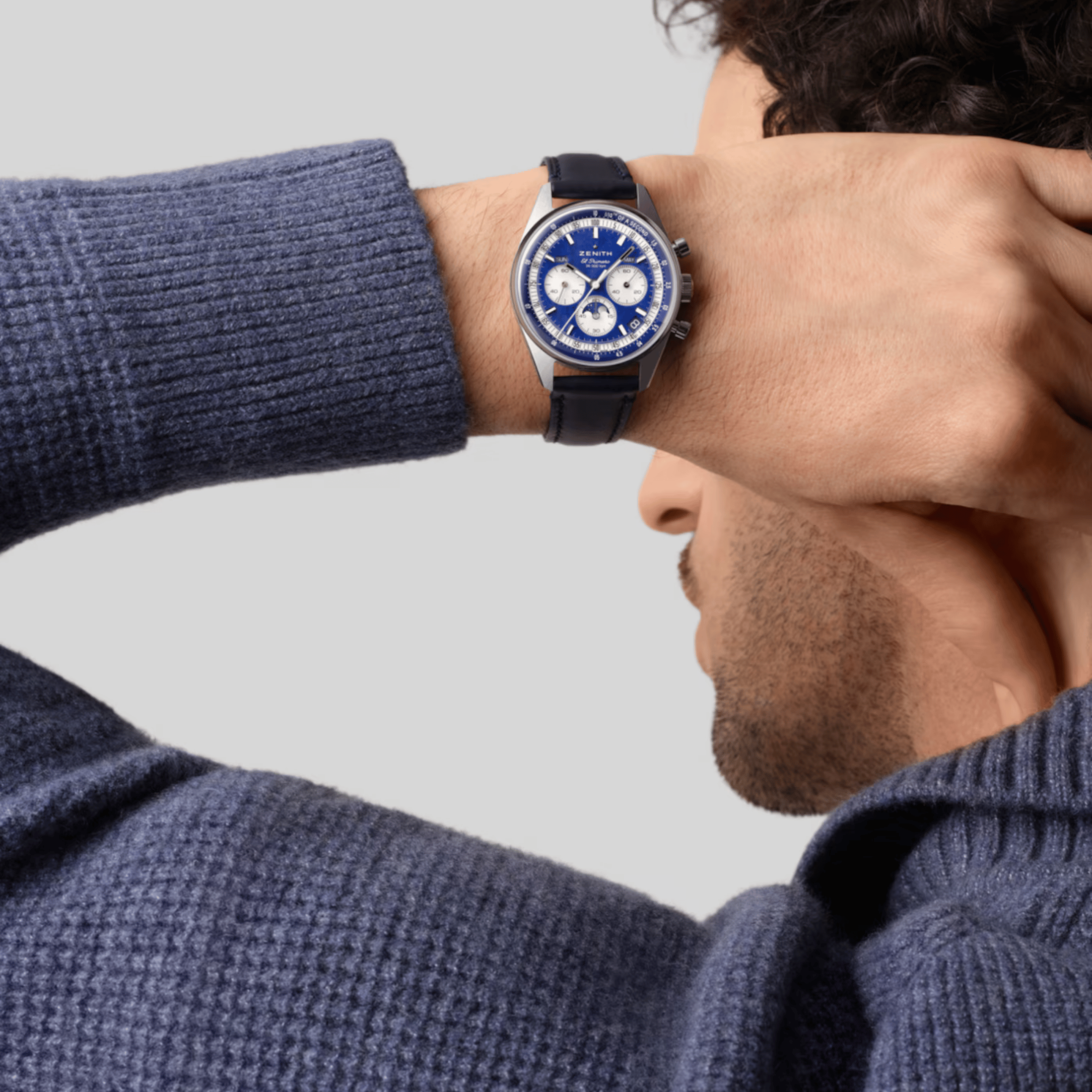 Montre Zenith Chronomaster Original Triple Calendar El Primero cadran Lapis Lazuli bracelet cuir 38 mm