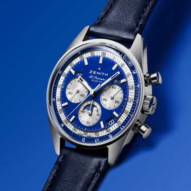 Montre Zenith Chronomaster Original Triple Calendar El Primero cadran Lapis Lazuli bracelet cuir 38 mm