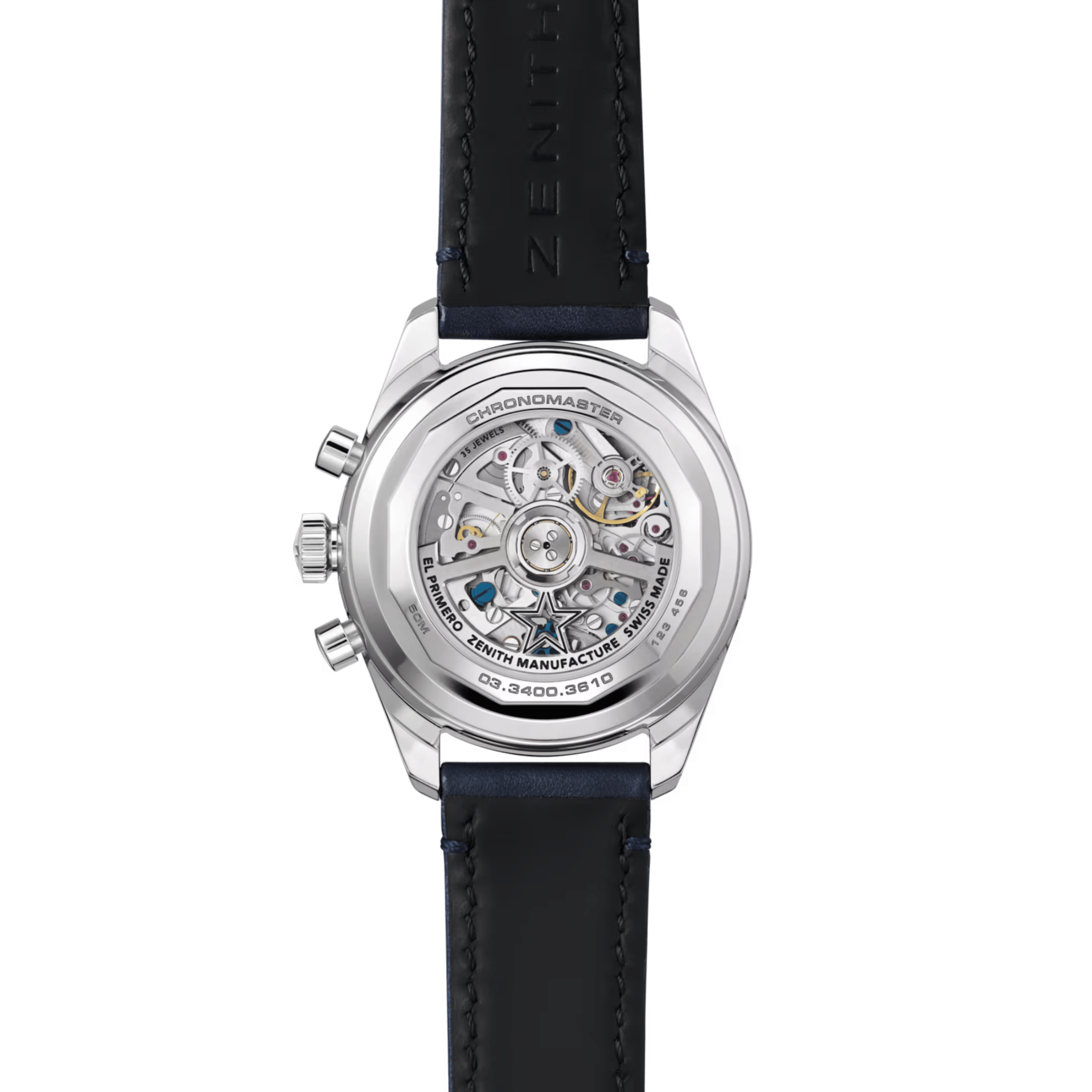 Montre Zenith Chronomaster Original Triple Calendar El Primero cadran Lapis Lazuli bracelet cuir 38 mm