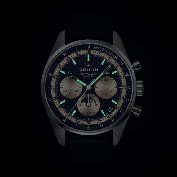 Montre Zenith Chronomaster Original Triple Calendar El Primero cadran Lapis Lazuli bracelet cuir 38 mm