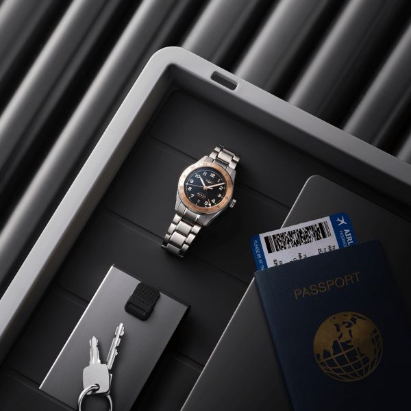 Longines Spirit Zulu Time 1925 automatic rose gold bezel black dial steel bracelet 39 mm