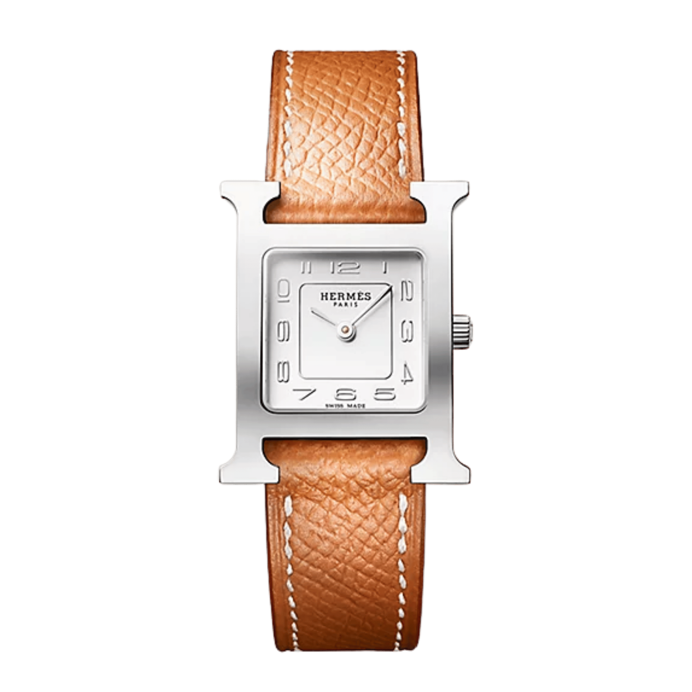 HERMÈS H Hour Small Model quartz white dial Epsom gold leather strap 25 mm