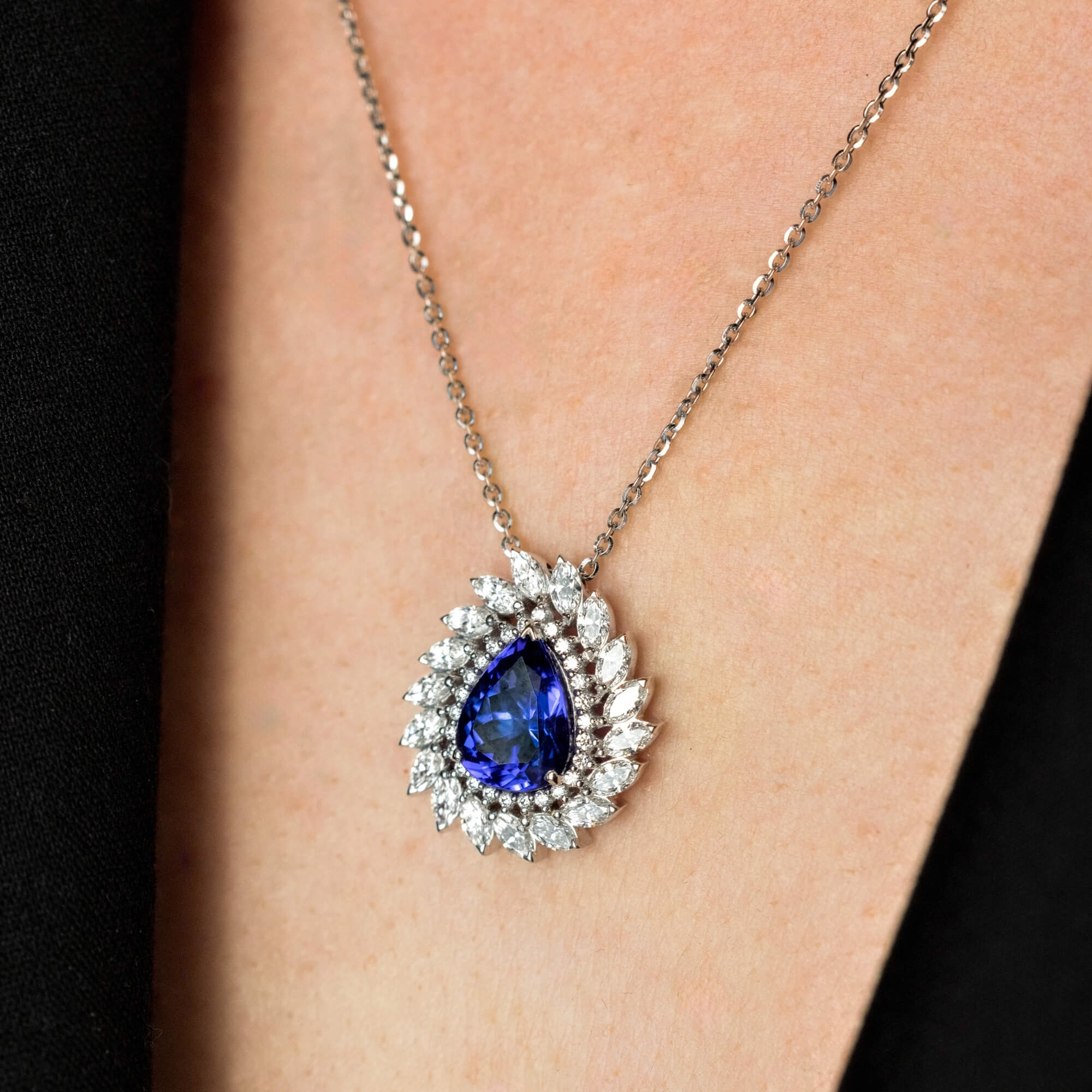 Lepage Suzanne necklace in yellow gold, aquamarine and diamonds