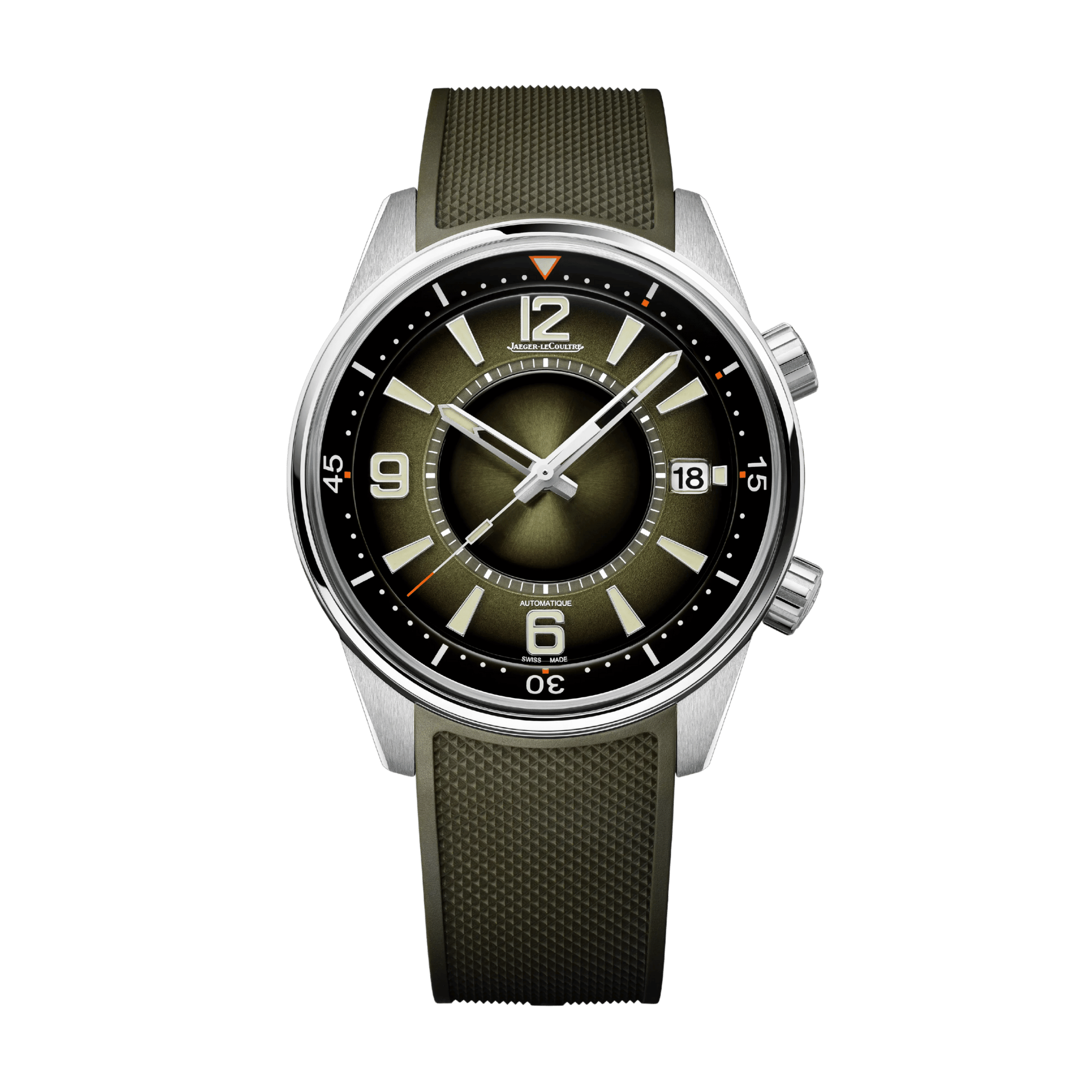 Montre Jaeger-LeCoultre Polaris Date automatique cadran laqué vert bracelet caoutchouc 42 mm
