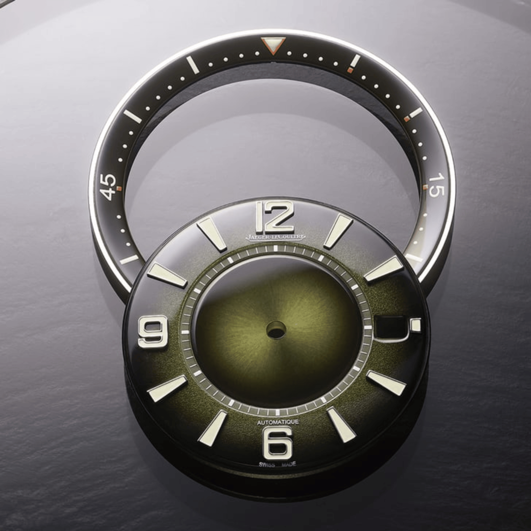 Montre Jaeger-LeCoultre Polaris Date automatique cadran laqué vert bracelet caoutchouc 42 mm