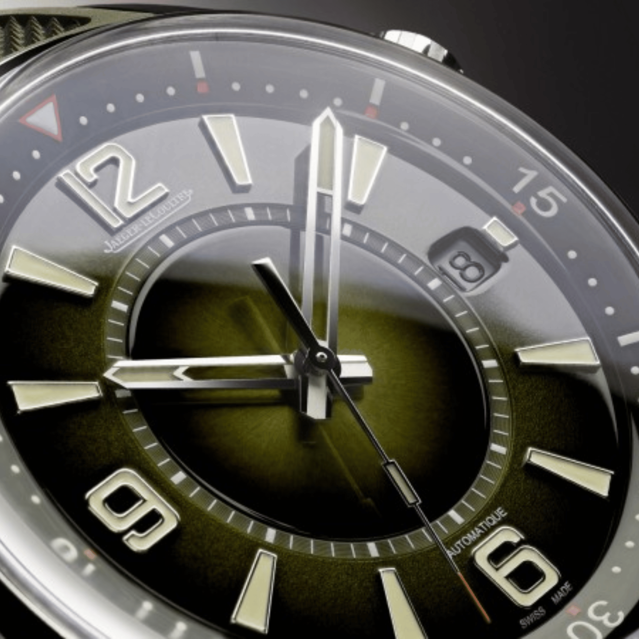 Montre Jaeger-LeCoultre Polaris Date automatique cadran laqué vert bracelet caoutchouc 42 mm