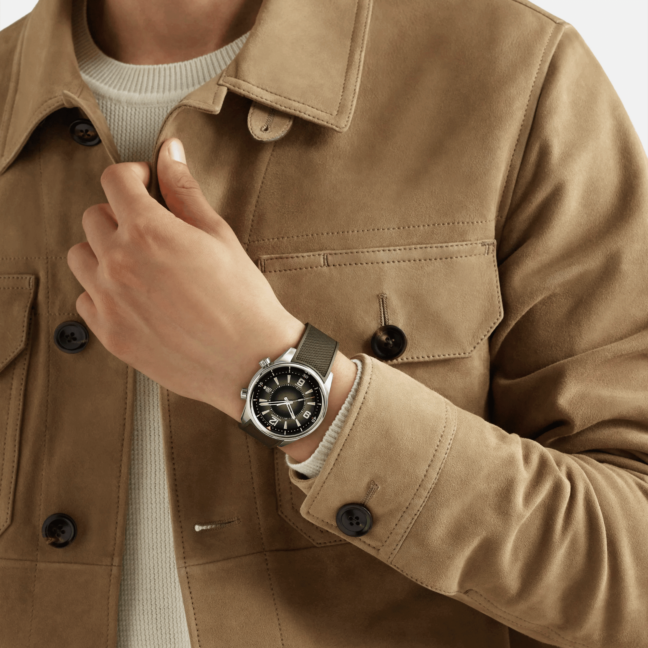 Montre Jaeger-LeCoultre Polaris Date automatique cadran laqué vert bracelet caoutchouc 42 mm