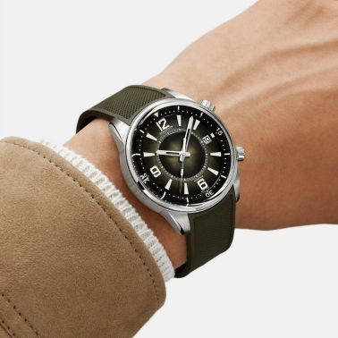 Montre Jaeger-LeCoultre Polaris Date automatique cadran laqué vert bracelet caoutchouc 42 mm