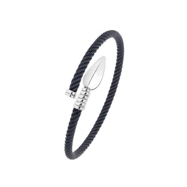 Bracelet Korloff Lance en acier bleu, or blanc et diamant noir