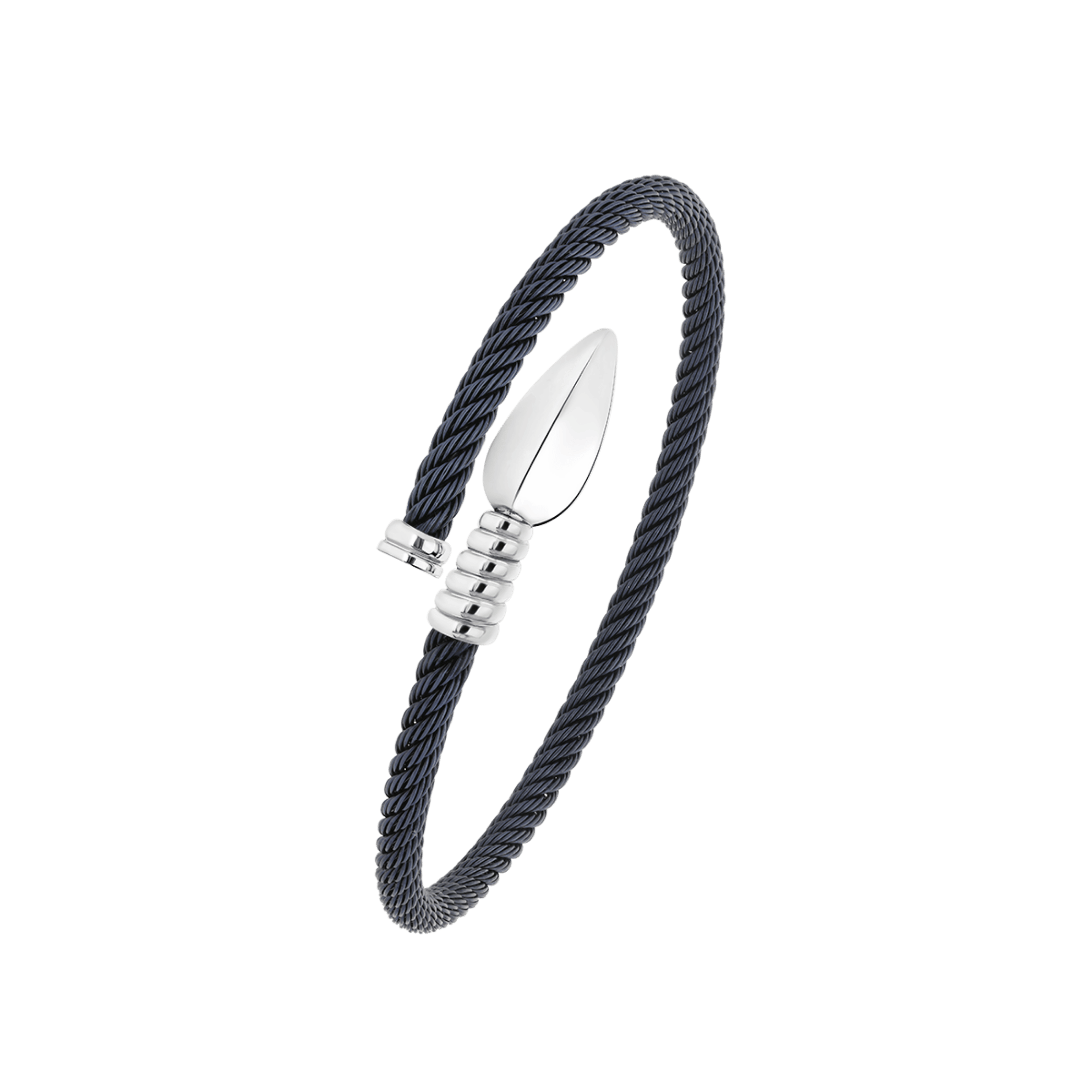 Bracelet Korloff Lance en acier bleu, or blanc et diamant noir