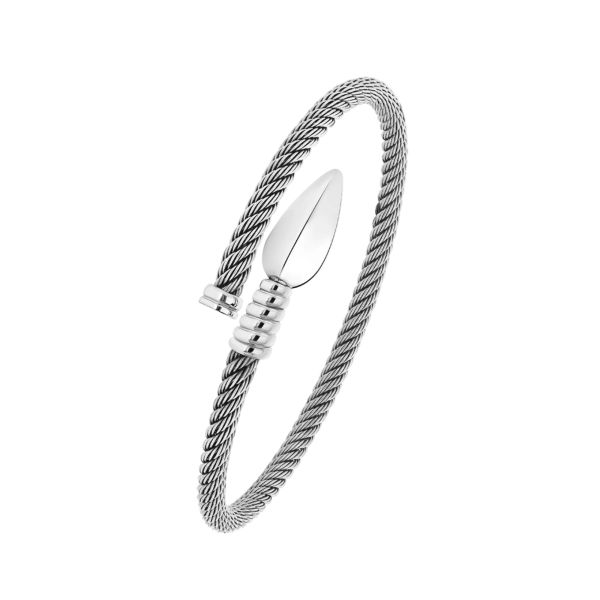 Bracelet Korloff Lance en acier, or blanc et diamant noir